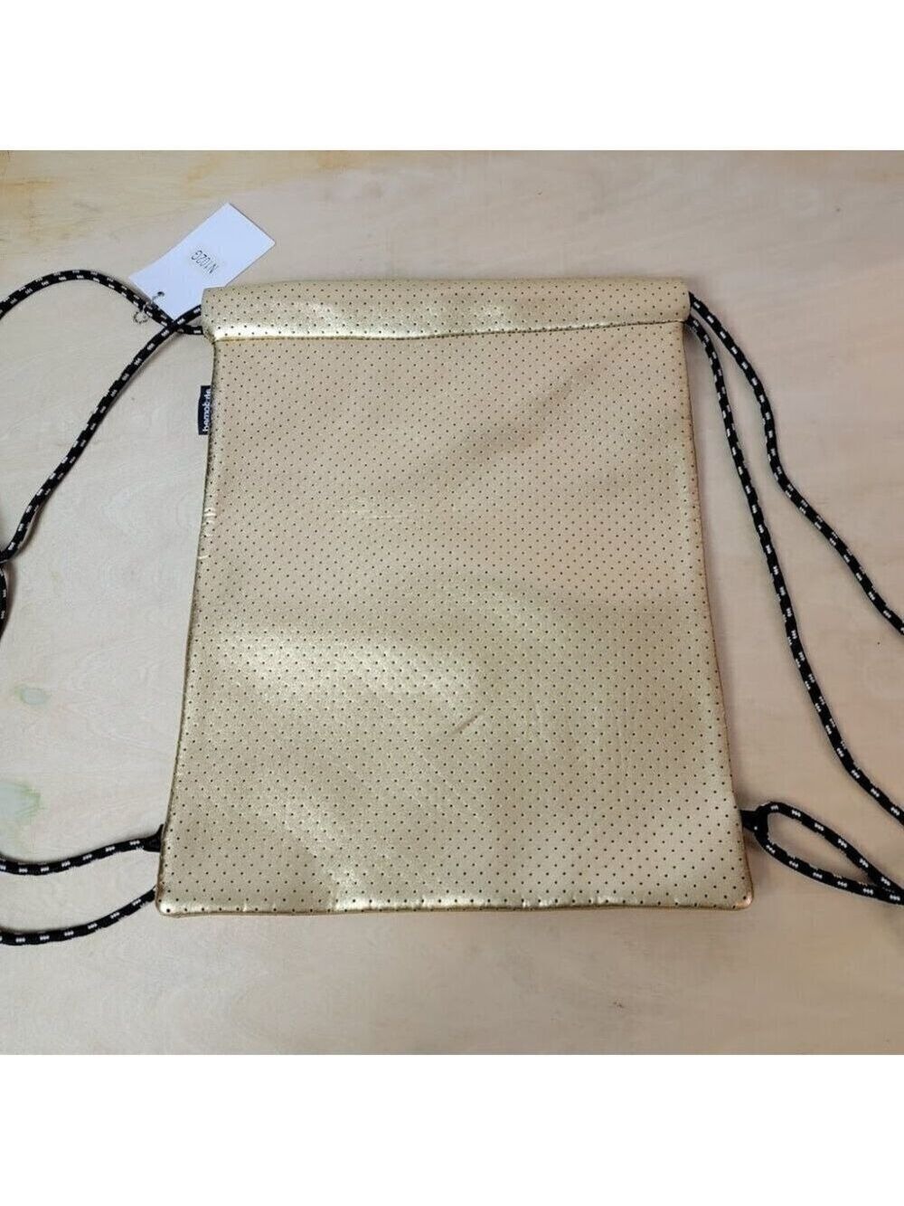 ah dorned new york Gold Neoprene Drawstring Tote Bag - New with Tag - See Notes - Picture 5 of 12